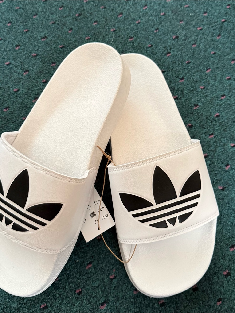 Adidas White/Black Trefoil Slide Sandals - Mens sz12